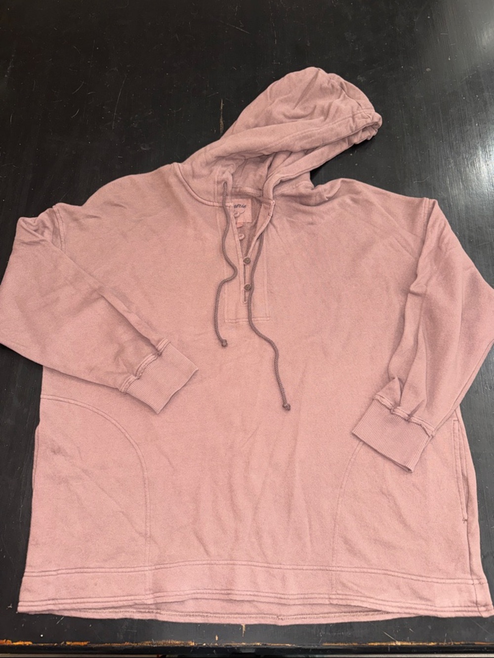 aerie dark brown henley style hoodie sweatshirt. size large. excellent condition